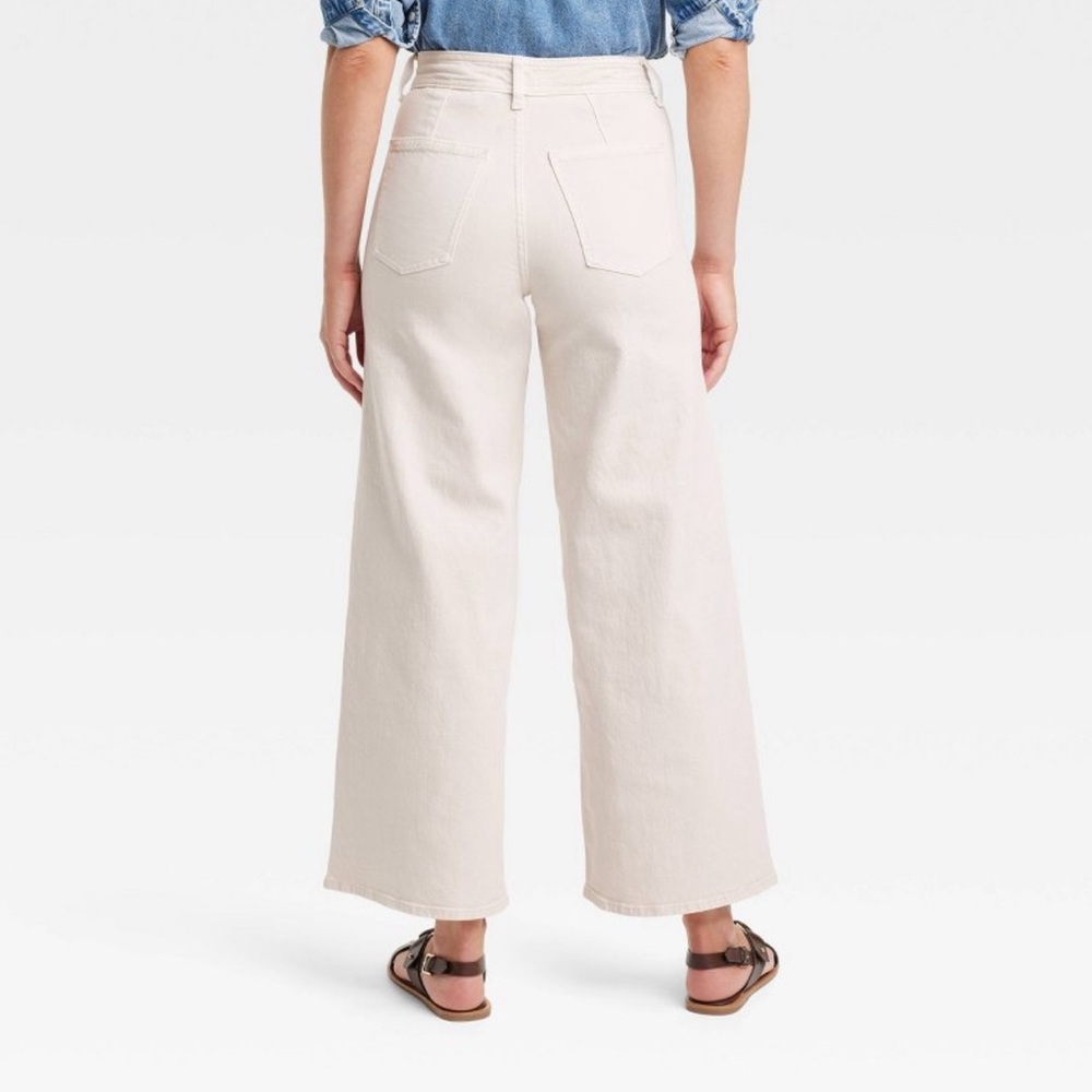 Women's High-Rise Sailor Wide Leg Ankle Jeans - Beige - Picture 4 of 7